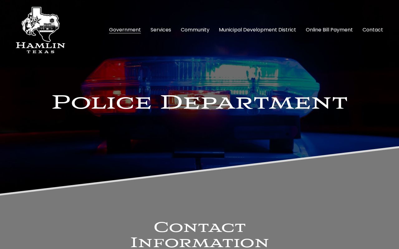 Hamlin Police Department page for Jones County arrest-record contact routing