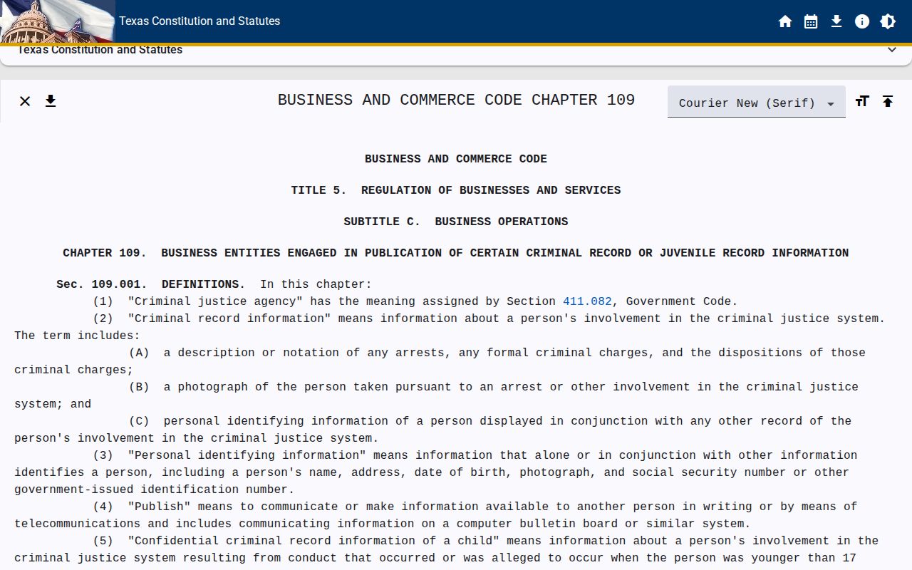 Jones County booking record removal law source under Texas Chapter 109